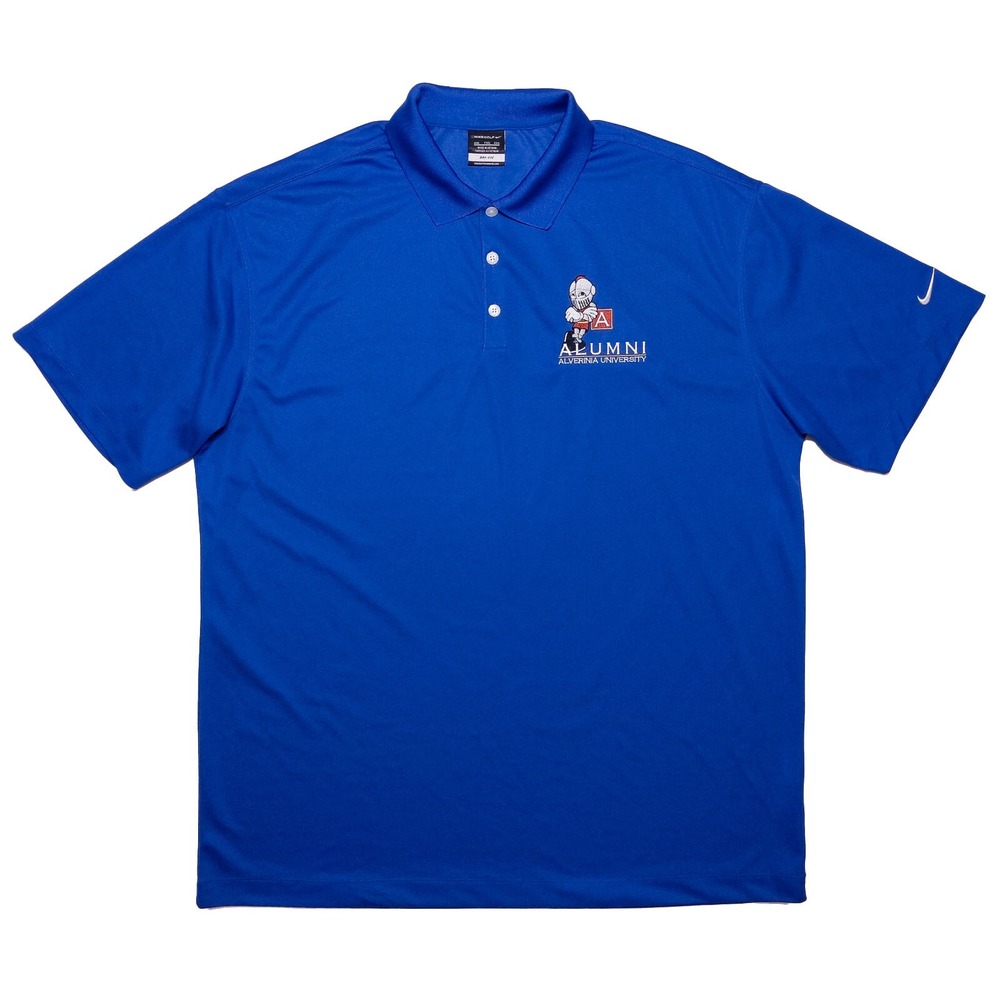 NIKE Alvernia University Crusaders Alumni Performance Polo Shirt Blue XXL‎ 2XL